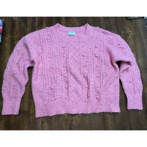 Old Navy Womens Sweater Size Large Wool Blend Pink Knit Crewneck Soft Cozy